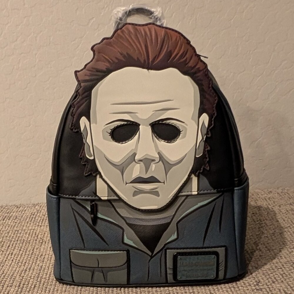 Loungelfy Halloween Michael Myers Glow Mask Cosplay Mini Backpack